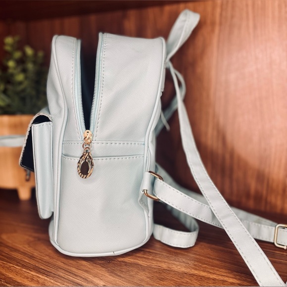 Light Blue Mini Backpack Purse for Women, Bowknot Leather Backpack Purse - Picture 3 of 9